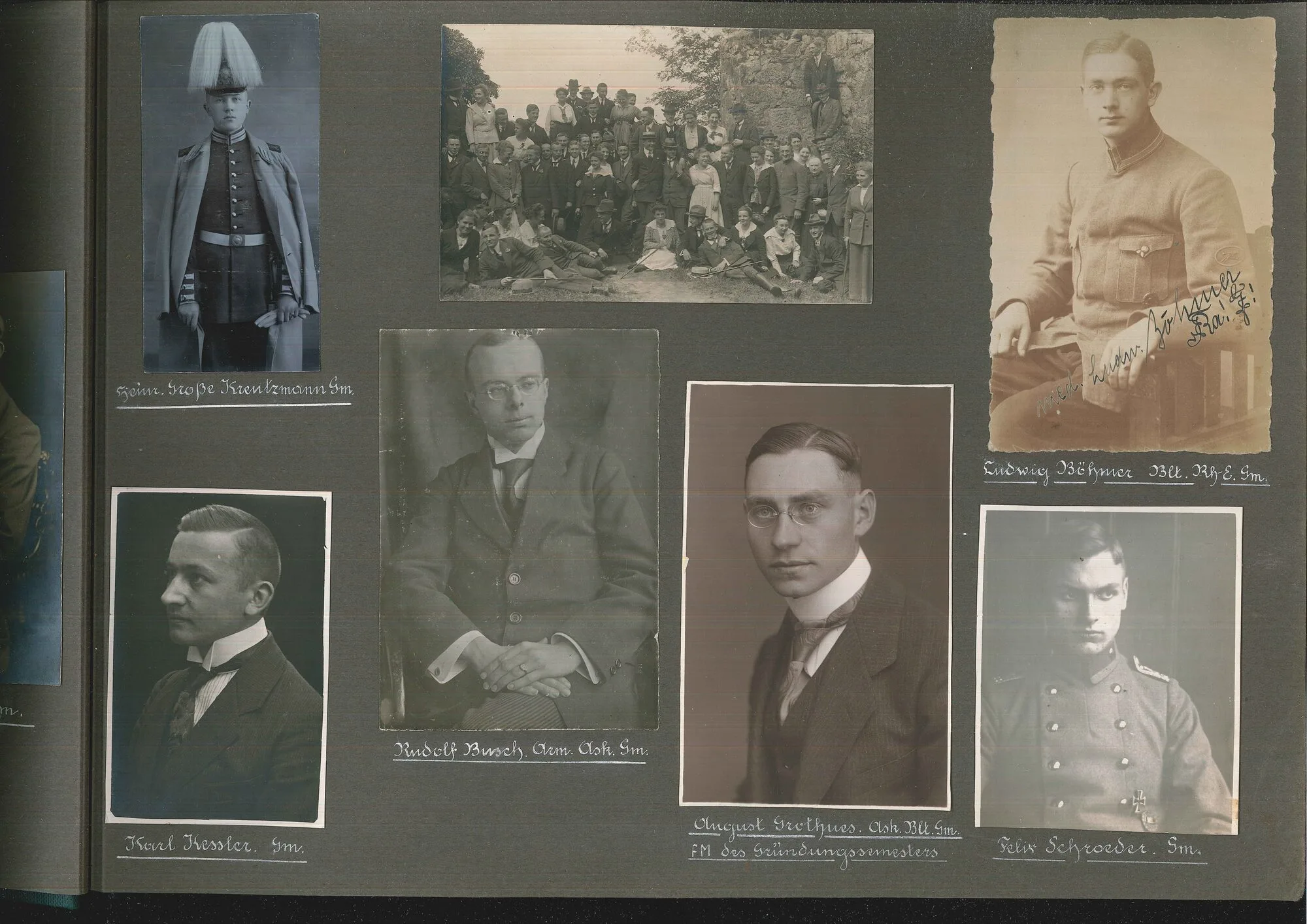 Portraits der frühen Mitglieder des KStV Ravensberg